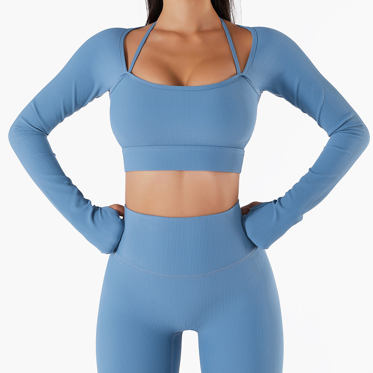 Spring Summer New Sports Top Women Quick-Drying Workout Clothes with Chest Pad Slim Fit Skinny Long Sleeve Yoga Wear