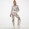 Load image into Gallery viewer, Seamless Hollow Out Cutout Moisture-Absorbing Yoga Long Sleeve Suit Yoga Clothes Sports Fitness Running Yoga Pants Women
