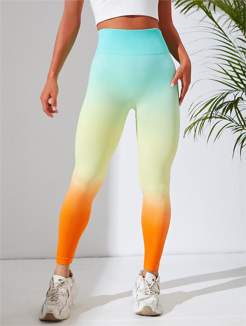 Seamless Three-Color Hanging Dyeing Gradient Workout Exercise Pants High Waist High Elastic Peach Hip Breathable Yoga Pants